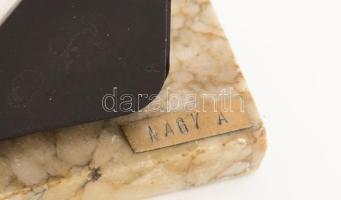 Nagy András (1946-): Minden. Ready-made applikáció, jelzett, 17x15 cm