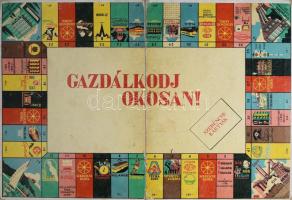 cca 1970 Gazdálkodj okosan! társasjáték tábla, kissé viseltes állapotban, 41x59,5 cm