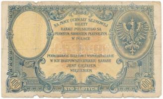 Lengyelország 1919. 100Zl "S.A. 4599349" T:VG, anyaghiány
Poland 1919. 100 Zlotych "...