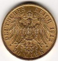 D. Reich/Poroszország 1912 20M 7,965g  arany II. Wilhelm T:3+ aranyáron !