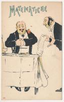 Matematiche / Italian humour art postcard, restaurant, waiter (fl)
