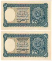 Szlovákia 1940. 100K (2x) egyugrásos sorkövetők, II. kiadás, "A8 719375 - A8 719377" T:UNC...