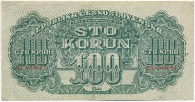 Csehszlovákia 1944. 100K "MX 089667" T:F, szép papír Czechoslovakia 1944. 100 Korun "MX 089667" C:F, szép papír Krause P#48