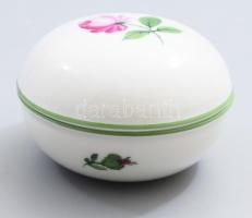 Augarten Wien bécsirózsás bonbonier, jelzett, hibátlan, d: 8,5 cm
