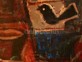 Tóth László (1926-2009): Csendélet képpel. Olaj, vászon, jelzett. Hátoldalán Képcsarnok Vállalat cím...