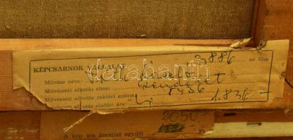 Tóth László (1926-2009): Csendélet képpel. Olaj, vászon, jelzett. Hátoldalán Képcsarnok Vállalat cím...