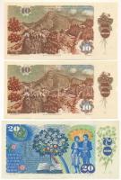 Csehszlovákia 1986. 10K (2x) sorszámkövetők "P 10 838977 - P 10 838978" + 1988. 20K T:F, s...