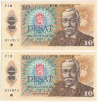 Csehszlovákia 1986. 10K (2x) sorszámkövetők "P 10 838969 - P 10 838970" T:AU Czechoslovakia 1986. 10 Korun (2x) consecutive serials "P 10 838969 - P 10 838970" C:AU Krause P#94