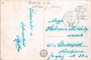 1943 Nagykálna, Kalná, Kálna (Léva, Levice); Református templom, Országzászló, Római katolikus templ...