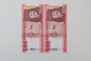 2018. 500Ft (2x) sorszámkövetők "EH 2146424 - EH 2146425" T:UNC