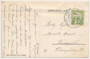 1916 Balatonföldvár, nyaralók, villák, fürdőház, stég, fürdőzők. Gerendai Gyula kiadása (ázott / wet...