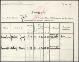 1917 Az S.M.S. Enns - Dunai Flottila monitor parancsnokának kézzel írt kimutatása fizetésekről, hajó...