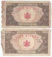 Románia 1941. 500L (2x) + 1944. 5000L + 1945. 5000L + 10.000L + 1946. 10.000L T:F,VG, az 1945. 10.00...