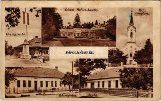1944 Kápolnásnyék, Országzászló, dabasi Halász kastély, Református templom, Községháza, Óvoda (EK)