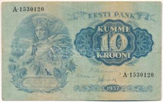 Észtország 1937. 10K "A-1530120" T:F,VG Estonia 1937. 10 Krooni "A-1530120" C:F,VG Krause P#67