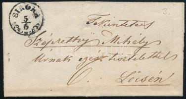 1853 Portós levél / Unpaid cover "SIROKA" (Gudlin 400 p)