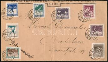 1925 Sport sor levélen Pozsonyba / Mi 403-410 on cover