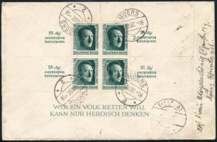 1937 Hitler blokk ajánlott levélen / on registered cover