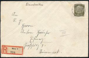 1937 Hitler blokk ajánlott levélen / on registered cover