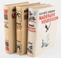 Nyírő József 3 műve: Havasok könyve.; Madéfalvi veszedelem.; Uz Bence. Bp., 1936-1939, Révai, 276+(2) p.; 454+(2) p.; 265+(1) p. Kiadói halina-kötés, nagyrészt jó állapotban.