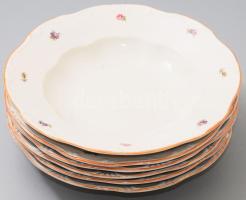 Zsolnay 6 darabos tollazott mélytányér szett, jelzett, kopással, d: 24 cm