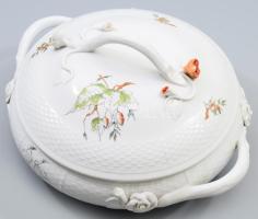 Herendi csipkebogyó mintás gyümölcsleveses tál, jelzett: 2. oszt. befejezetlen festéssel, d: 29 cm