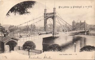 Praha Franz Joseph bridge with tram