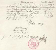 1918 Az S.M.S. Bosna - Dunai Flottila hajó részére kézzel írt hivatalos utasítás, ritka hajópecsétek...