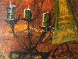 Krafcsik Adolf (1953-2017), kárpátaljai festő: Csendélet. Olaj, vászon. Jelzés nélkül. Dekoratív fak...