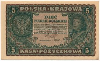 Lengyelország 1919. 5M "CS 198,460" T:AU,XF Poland 1919. 5 Marek "CS 198,460" C:AU,XF Krause P#24