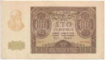 Lengyelország 1940. Német megszállás 100Zl "D 4313044" T:F Poland 1940. German Occupation 100 Złotych "D 4313044" C:F Krause P#95