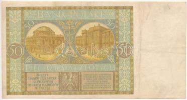 Lengyelország 1929. 50Zl "EK. 9596104" T:F, szakadás
Poland 1929. 50 Złotych "EK. 95...