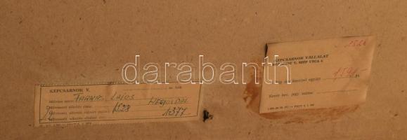 Farkas Lajos (1919-1998): Hegyoldal. Olaj, farost. Jelzett. Hátoldalán Képcsarnok Vállalat címkéjéve...