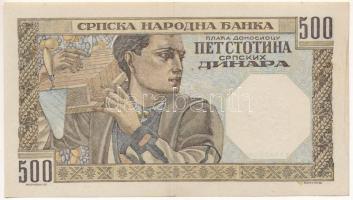 Szerbia 1941. Német megszállás 500D "O.1341 456", (Női fej (Quintus Horatius Flaccus) vízj...