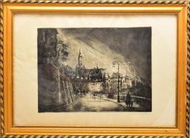 Imre István (1918-1983): Budai vár a Mátyás templommal és a Halászbástyával. Rézkarc, papír, jelzett...