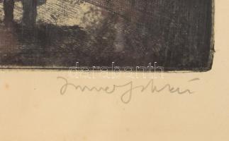 Imre István (1918-1983): Budai vár a Mátyás templommal és a Halászbástyával. Rézkarc, papír, jelzett...