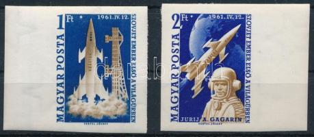 1961 Első ember a világűrben ívszéli vágott sor / Mi 1753-1754 imperforate set