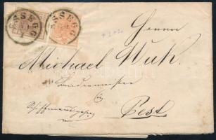 1853 3kr és 6kr levélen / on cover "ESSEGG" - Pest