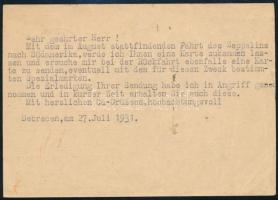 1931 Díjkiegészített díjjegyes levelezőlap Paraguayba / PS-card with additional franking to Paraguay