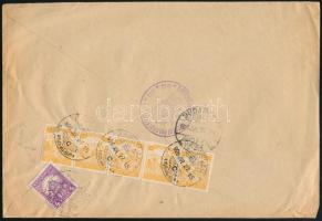 1926 Ajánlott hivatalos levél 800K ötöscsík és 4f vegyes bérmentesítéssel Kaposvárról Budapestre / Registered official cover with mixed franking
