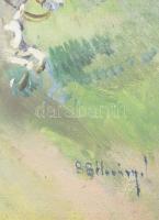 Burchard-Bélaváry István (1864-1933): Száguldó ménes (lovak). Olaj, karton, jelezve jobbra lent. Hát...