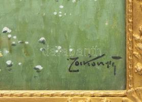 Zorkóczy Gyula (1873-1932): Virágos mező pipacsokkal. Olaj, karton, jelezve jobbra lent. Hátoldalán ...