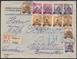 1931 Ajánlott levél 11 db bélyeggel Svédországba / Registered cover to Sweden