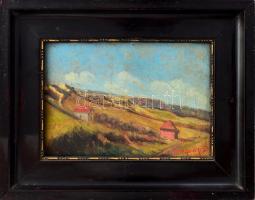 Hochrein jelzéssel (Hochrein Lajos Károly?): Istenhegyi régi vám, 1925. Olaj, karton. Hátoldalán kor...