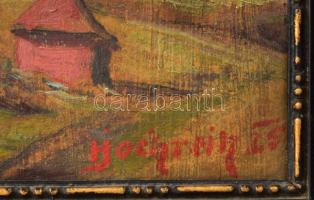 Hochrein jelzéssel (Hochrein Lajos Károly?): Istenhegyi régi vám, 1925. Olaj, karton. Hátoldalán kor...