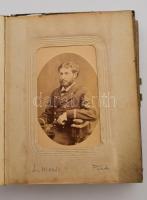 cca 1860-1910 Régi fotóalbum összesen 24 db keményhátú fotóval (vizitkártyák), közte az Osztrák-Magy...