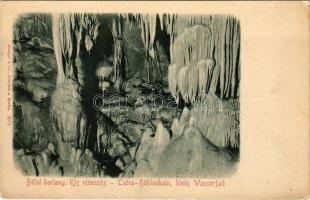 1902 Barlangliget, Höhlenhain, Tatranská Kotlina (Magas-Tátra, Vysoké Tatry); Bélai-cseppkőbarlang, kis vízesés, belső. Stengel &amp; Co. (Dresden) kiadása / Höhlenhain, klein. Wasserfall / Belianska Cave interior (EK)