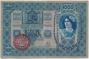 1902. 1000K piros "MAGYARORSZÁG" felülbélyegzéssel, "1323 59454" T:F, szép papír, pici szakadás Adamo K35B