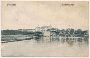 1915 Gyopáros (Orosháza), Gyopáros fürdő. G. Szabó Lajos kiadása (ázott / wet damage)