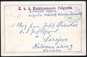 1916 Tábori posta képeslap / Field postcard "K.u.k. Kreiskommando Podgorica"